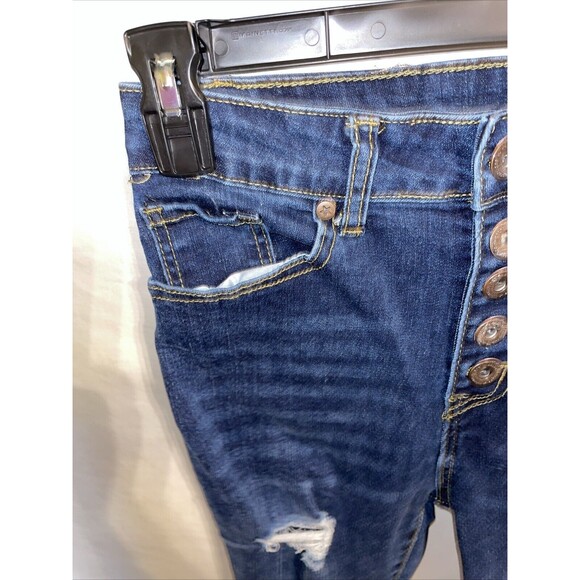 Celebrity Ace Women’s Distressed Skinny Jeans Size 3 Blue Button Fly Western - Picture 5 of 12